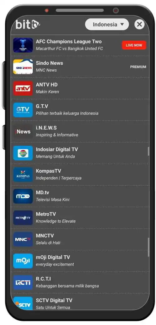 BitTV APP Unduh V2.1.5 untuk Android (Resmi) 2026 Bit TV Channel List